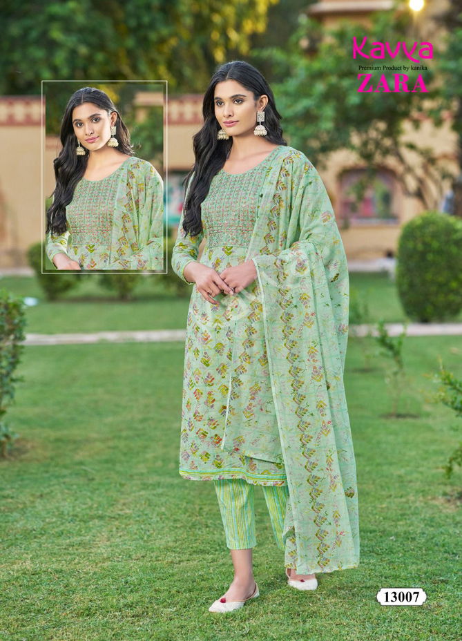 Kavya Zara Vol 13 Cambric Cotton Kurti Pant With Dupatta Collection
